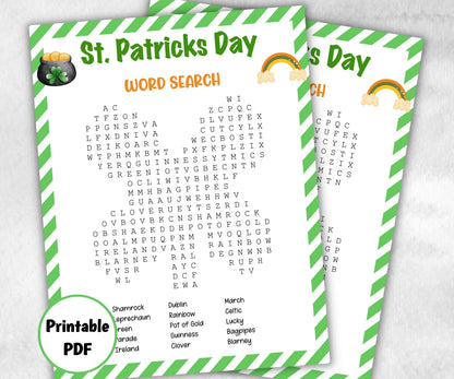 St. Patrick's Day Word Search, Fun No-Drinking Game, Office Classroom, Family Activity, Youth Group, Ladies' Reunion, Team Dinner, Printable-St.Patricks Day -TheHustlingCatLady-Party Games