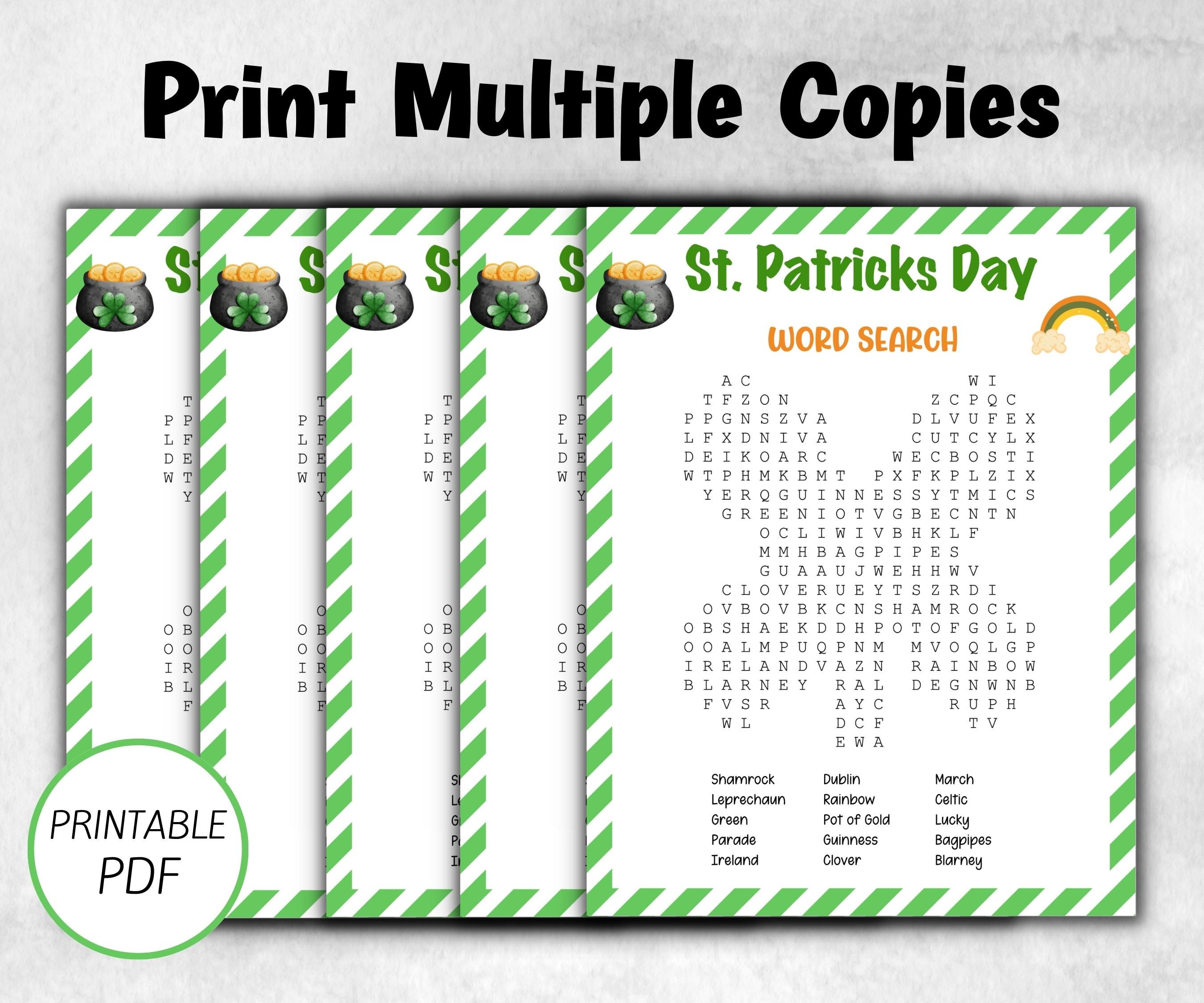 St. Patrick's Day Word Search, Fun No-Drinking Game, Office Classroom, Family Activity, Youth Group, Ladies' Reunion, Team Dinner, Printable-St.Patricks Day -TheHustlingCatLady-Party Games