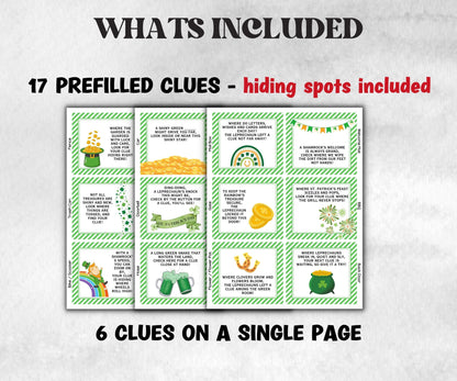 St. Patrick's Day Outdoor Scavenger Hunt, Leprechaun Scavenger, Pot of Gold Activity, Treasure Hunt Clues, Kids Teen Game, St. Paddy’s Fun-St.Patricks Day -TheHustlingCatLady-Party Games