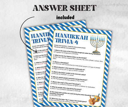 Hanukkah Trivia Festive Game, Fun Family Activities, Holiday Quiz, Party Supplies, Holiday Quiz, Trivia Challenge, Holiday Fun, Festive-Sports Printables -TheHustlingCatLady-Party Games