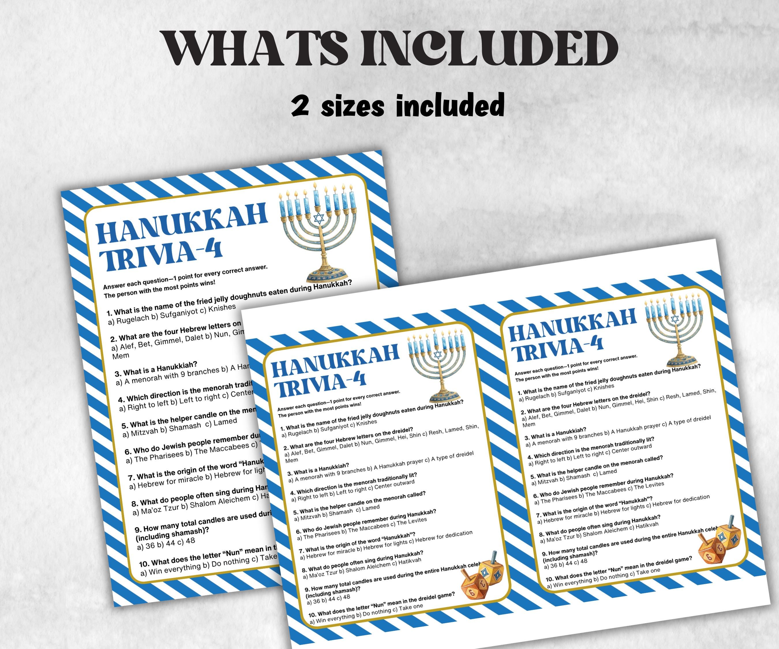 Hanukkah Trivia Festive Game, Fun Family Activities, Holiday Quiz, Party Supplies, Holiday Quiz, Trivia Challenge, Holiday Fun, Festive-Sports Printables -TheHustlingCatLady-Party Games