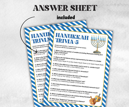 Hanukkah Trivia Fun Family Activity, Holiday Quiz Challenge, Festive Party Supplies, Holiday Quiz, Trivia Party Fun, Holiday Fun, Festive-Sports Printables -TheHustlingCatLady-Party Games