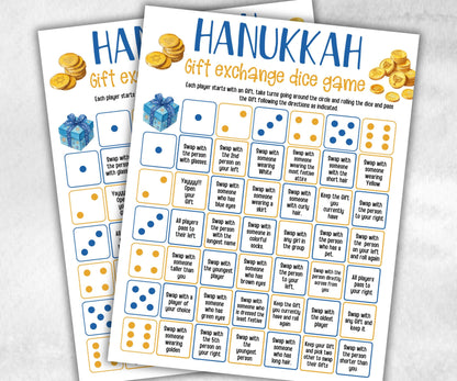 Hanukkah Gift, Fun Dice Exchange, Unique Holiday Celebration, Family Fun, Group Gift Game, Present Exchange, Church Gift Swap, Gift Exchange-Sports Printables -TheHustlingCatLady-Party Games