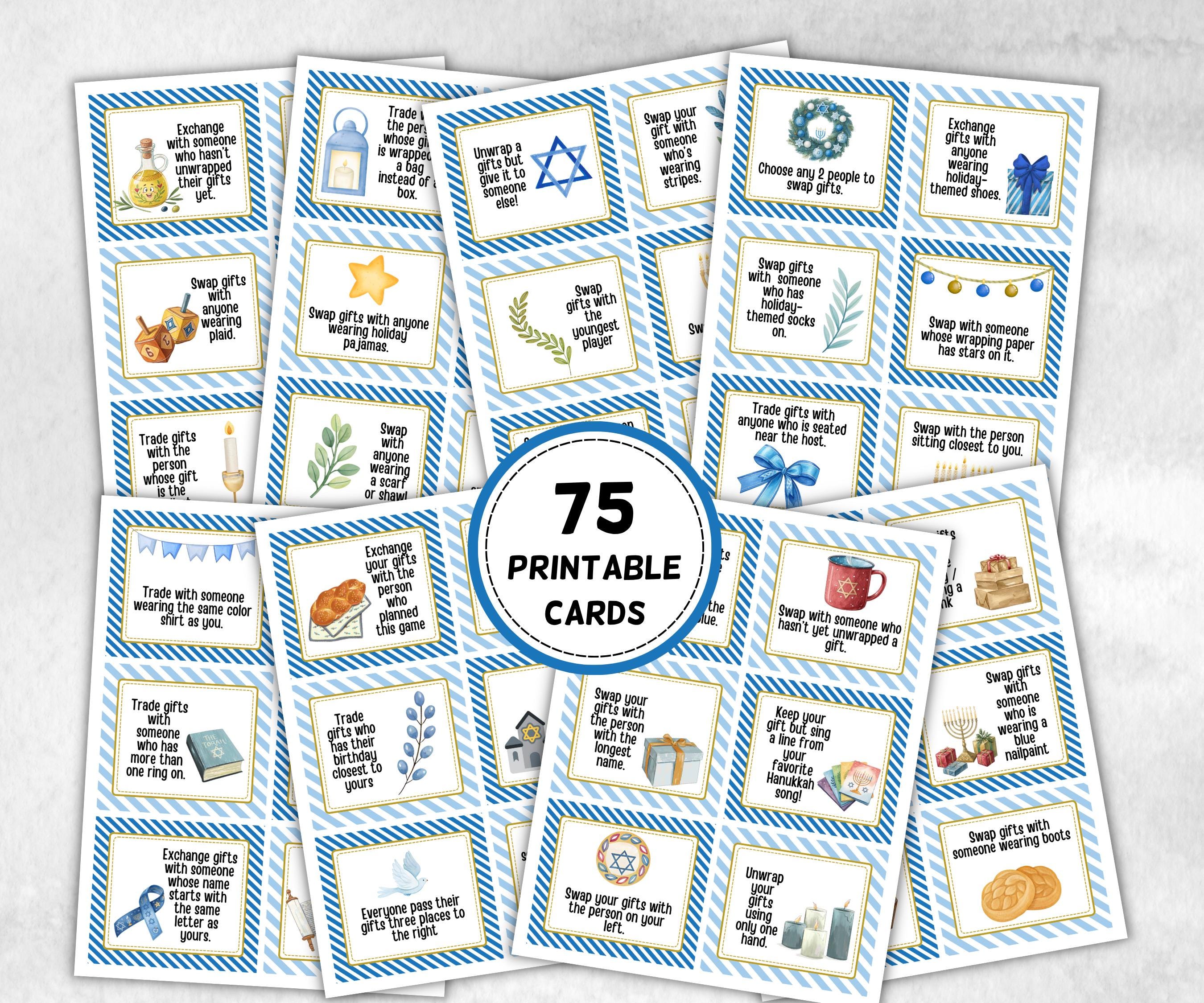 Hanukkah Gift exchange cards, Unique Holiday Celebration, Family Fun, Group Gift Game, Present Exchange, Church Gift Swap, Gift Exchange-Sports Printables -TheHustlingCatLady-Party Games
