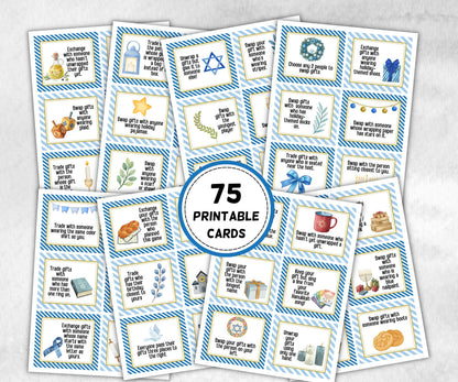 Hanukkah Gift exchange cards, Unique Holiday Celebration, Family Fun, Group Gift Game, Present Exchange, Church Gift Swap, Gift Exchange-Sports Printables -TheHustlingCatLady-Party Games