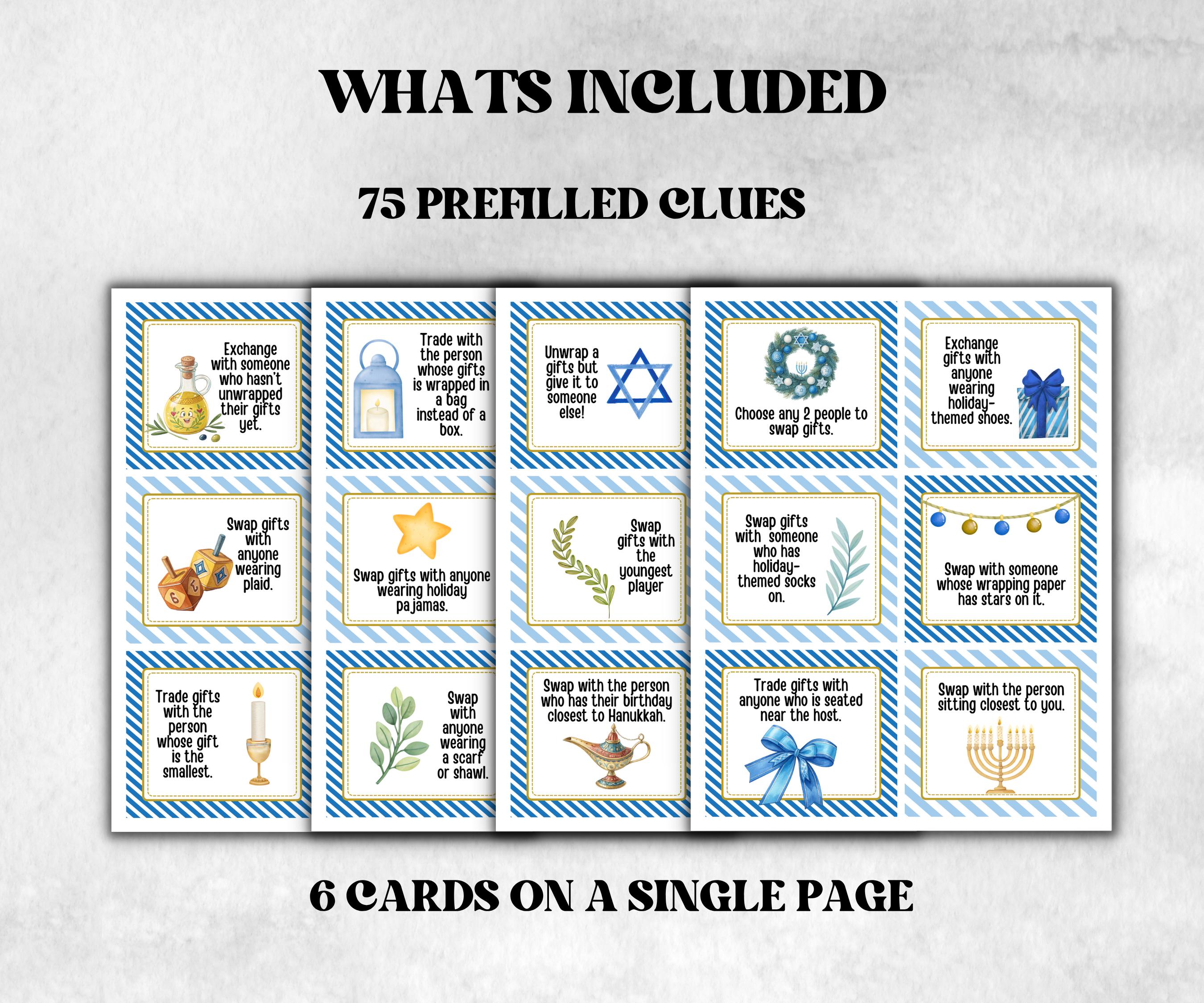 Hanukkah Gift exchange cards, Unique Holiday Celebration, Family Fun, Group Gift Game, Present Exchange, Church Gift Swap, Gift Exchange-Sports Printables -TheHustlingCatLady-Party Games