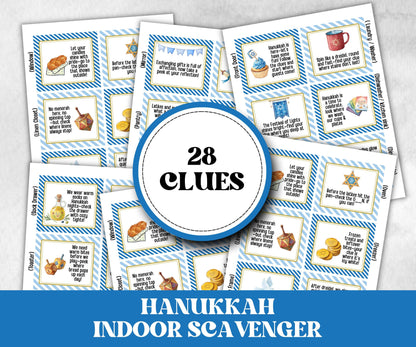 Kids Hanukkah Indoor Scavenger Hunt, Treasure Scavenger Rhyming Clues, Hanukkah Printable Activity, Jewish Holiday Game, Holiday Kids Game-Sports Printables -TheHustlingCatLady-Party Games