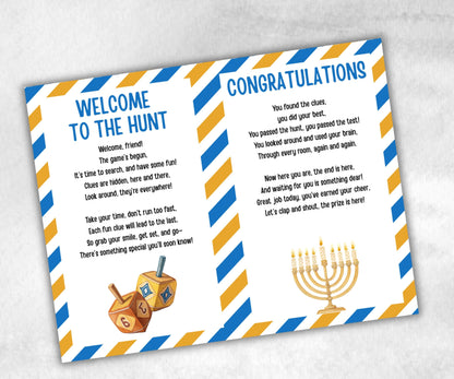 Kids Hanukkah Indoor Treasure Hunt, Treasure Scavenger Clues, Chanukah Printable Activity, Jewish Holiday Game, Holiday Kids Game fun ideas-Sports Printables -TheHustlingCatLady-Party Games
