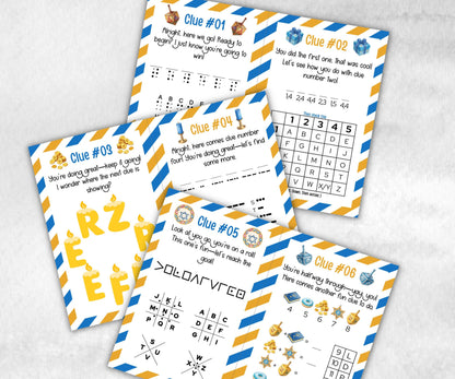 Teen Hanukkah Indoor Treasure Hunt, Treasure Scavenger Clues, Chanukah Printable Activity, Jewish Holiday Game, Holiday Kids Game fun ideas-Sports Printables -TheHustlingCatLady-Party Games