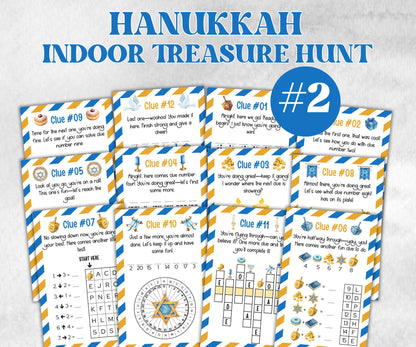 Teen Hanukkah Indoor Treasure Hunt, Treasure Scavenger Clues, Chanukah Printable Activity, Jewish Holiday Game, Holiday Kids Game fun ideas-Sports Printables -TheHustlingCatLady-Party Games