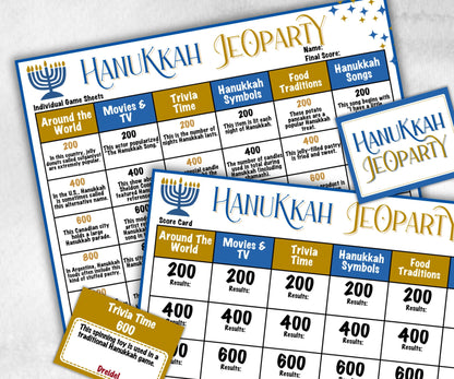 Hanukkah Holiday Jeoparty Trivia Game, Fun Family Activity, Holiday Quiz, Holiday Party Challenge, Holiday, Festive Quiz, Group word Game-Sports Printables -TheHustlingCatLady-Party Games