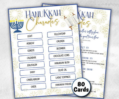 Hanukkah printable Charades, Hanukkah Activity, Acting Game, Jewish Games Night, Classroom Group Game, Jewish Family Chanukah fishbowl game-Sports Printables -TheHustlingCatLady-Party Games