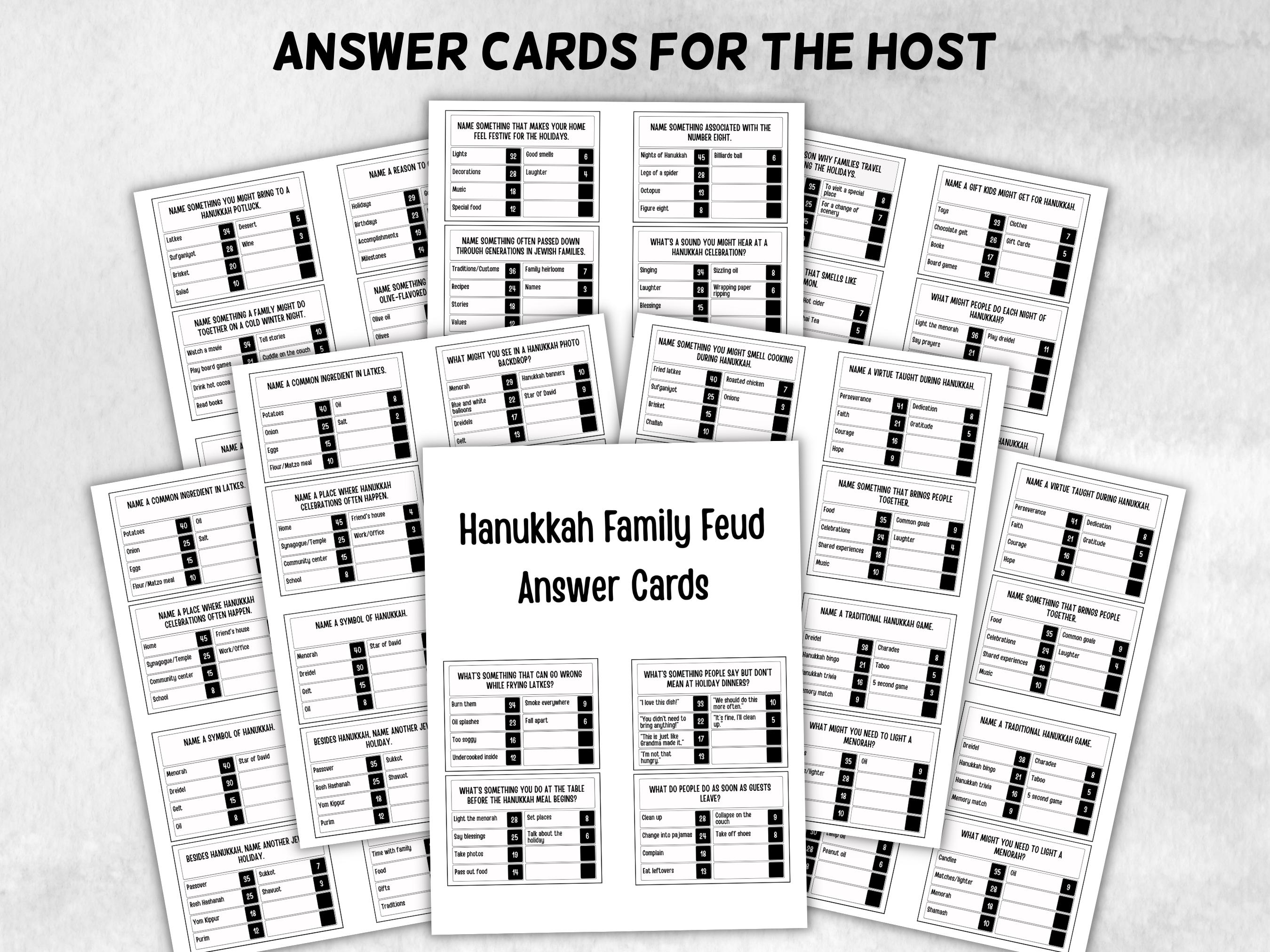 Hanukkah Family Friendly Feud game, Hanukkah Teen Games, Printables Activities, Mensch Hanukkah Quiz, Chanukah Games, Chunukah Trivia Game-Sports Printables -TheHustlingCatLady-Party Games