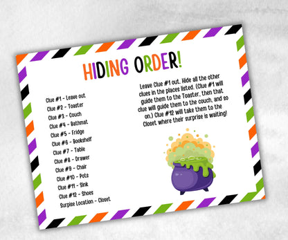 Halloween Indoor Treasure Hunt, Scavenger Party Game, Halloween Printable Party Activity, Kids Treasure Hunt Clues, Scavenger Hunt Clues-Halloween Printables -TheHustlingCatLady-Party Games