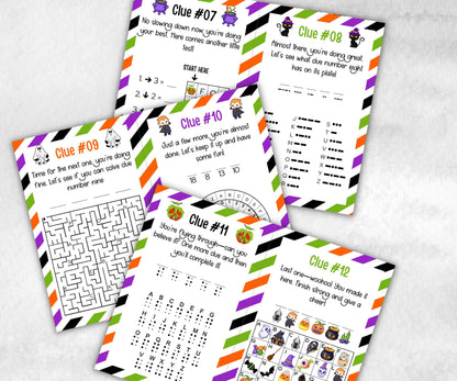 Halloween Indoor Treasure Hunt, Scavenger Party Game, Halloween Printable Party Activity, Kids Treasure Hunt Clues, Scavenger Hunt Clues-Halloween Printables -TheHustlingCatLady-Party Games