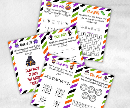 Halloween Indoor Scavenger Hunt, Treasure Hunt Party Game, Halloween Printable Party Activity, Kids Treasure Hunt Clues, Scavenger Hunt Clue-Halloween Printables -TheHustlingCatLady-Party Games