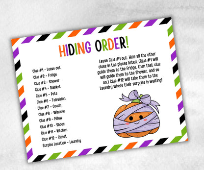 Halloween Indoor Scavenger Hunt, Treasure Hunt Party Game, Halloween Printable Party Activity, Kids Treasure Hunt Clues, Scavenger Hunt Clue-Halloween Printables -TheHustlingCatLady-Party Games