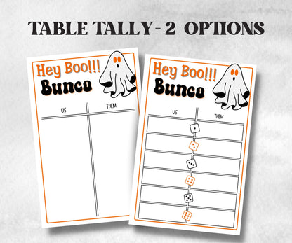 Printable Hey Boo Bunco Score Sheet, Halloween Bunco Invitation, Bunco Game, Tally Sheet, bunco score card, Ghostly bunco night, Bunco Night-Halloween Printables -TheHustlingCatLady-Party Games