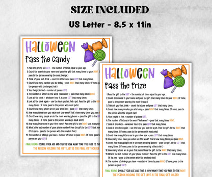 Pass the Candy Halloween game, Left Right Game, Halloween Candy game, Halloween party game, Pass the present, pass the parcel-Halloween Printables -TheHustlingCatLady-Party Games
