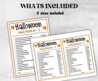 Halloween Candy slogan match Trivia, Candy Party Game Activity, Teen kid, Adult Halloween, Baby Shower Game, Office Party, Family Game Night-Halloween Printables -TheHustlingCatLady-Party Games