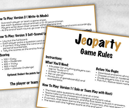 New Years Jeopardy, Trivia Party, Printable Adult & Teen Activity, New Years Quiz, Group Game Show, Winter Party activity, Zoom Family Feud-New Year&#39;s -TheHustlingCatLady-Party Games