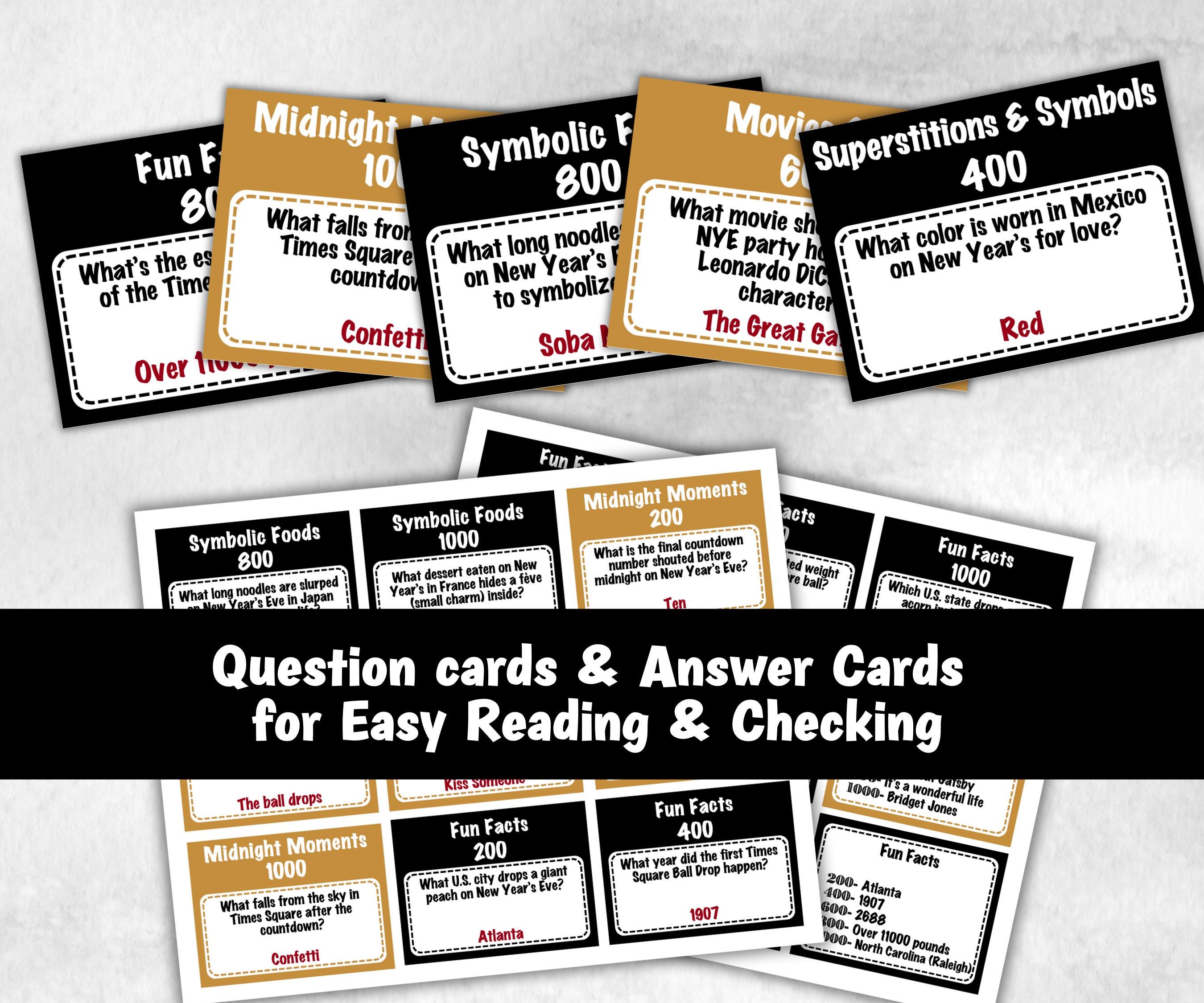New Years Trivia Jeopardy, NYE Party, Printable Adult Teen Activity, New Year Quiz, Group Game Show, Winter Party activity, Zoom Family Feud-New Year&#39;s -TheHustlingCatLady-Party Games