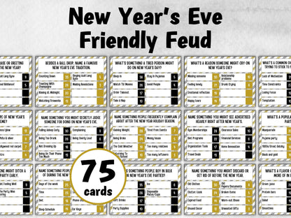 New Years Friendly Feud, NYE Party, Printable Adult Teen Activity, New Year Quiz, Group Game Show, Winter Party activity, girls night games-New Year&#39;s -TheHustlingCatLady-Party Games