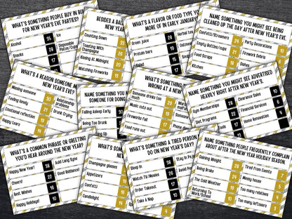 New Years Friendly Feud, NYE Party, Printable Adult Teen Activity, New Year Quiz, Group Game Show, Winter Party activity, girls night games-New Year&#39;s -TheHustlingCatLady-Party Games