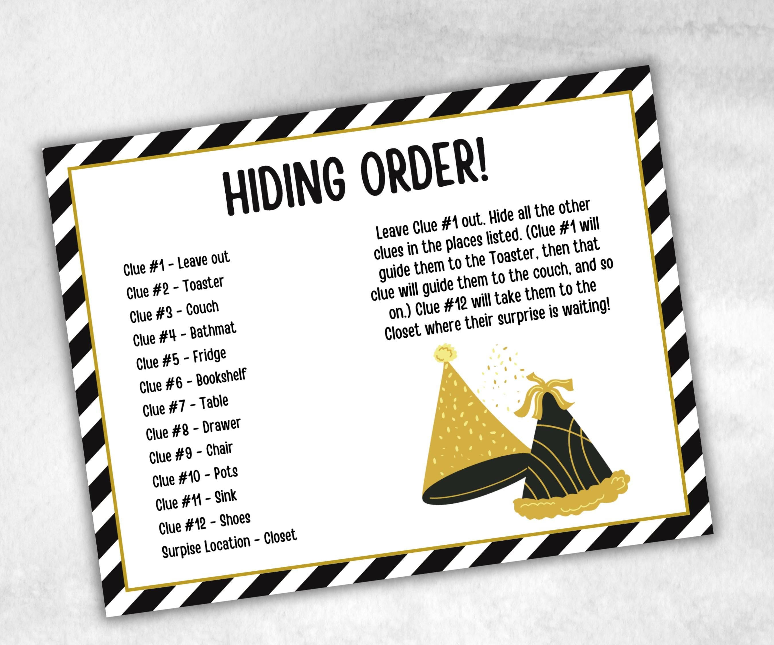 New Years Eve Indoor Treasure Hunt Kids, Printable New Year Party Games, New Year Activity, New Year Scavenger, Nye Treasure Hunt Clues-New Year&#39;s -TheHustlingCatLady-Party Games