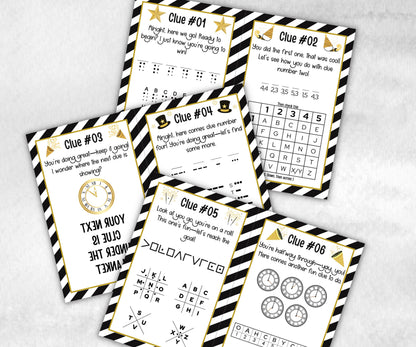 Indoor Treasure Hunt Kids, New Years Eve, Printable New Year Party Games, New Year Activity, New Year Scavenger, Nye Treasure Hunt Clues-New Year&#39;s -TheHustlingCatLady-Party Games