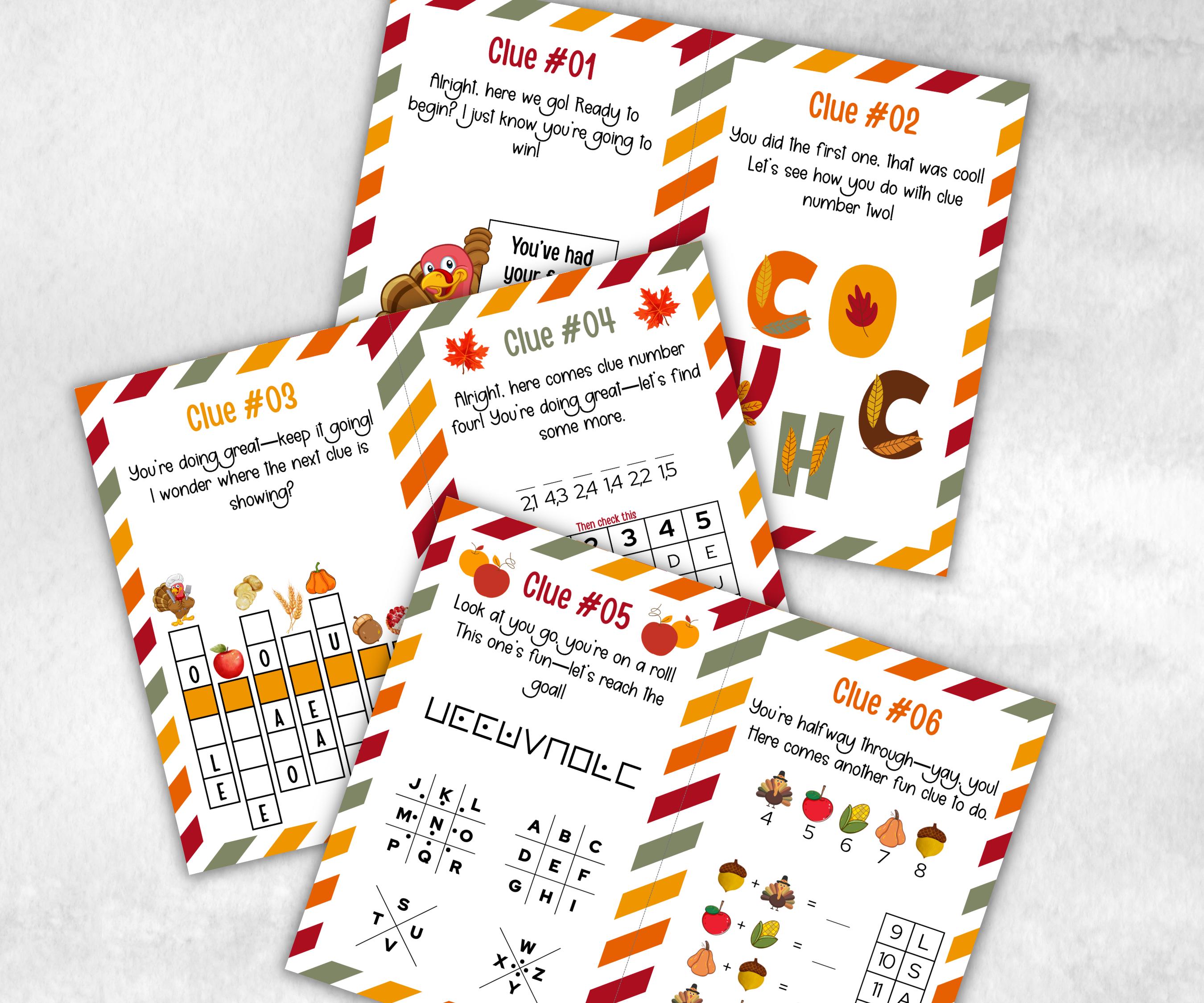 Thanksgiving Indoor Treasure Hunt Game, Printable Turkey Quiz, Adventure for Kid, Fall Autumn activity, Friendsgiving game, Family Holiday-Thanksgiving -TheHustlingCatLady-Party Games