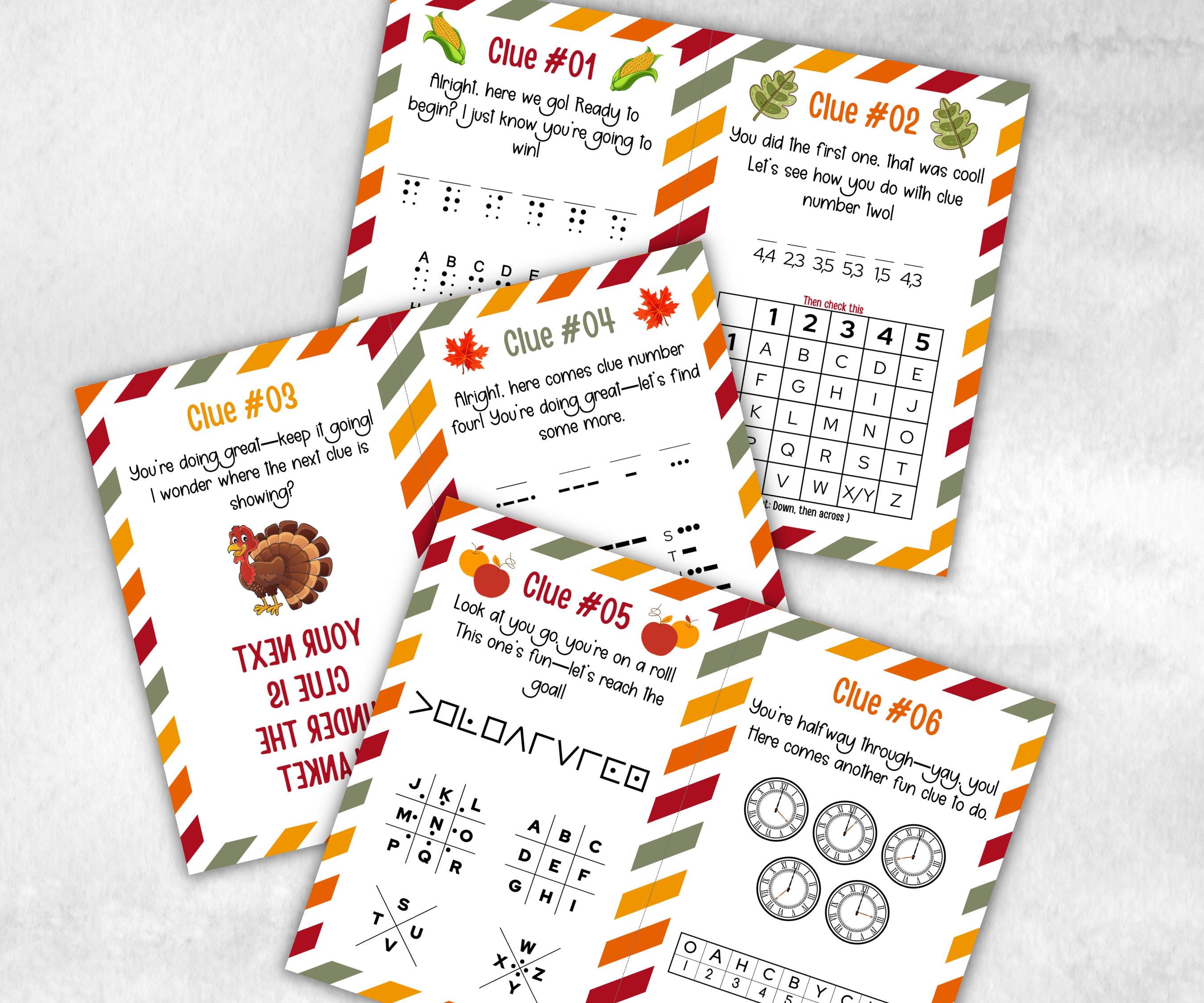 Indoor Treasure Hunt Game, Printable Turkey Quiz, Adventure for Kid, Fall Autumn activity, Friendsgiving game, Thanksgiving Family Holiday-Thanksgiving -TheHustlingCatLady-Party Games
