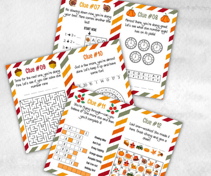 Thanksgiving Treasure Hunt Game, Printable Turkey hunt, Indoor adventure, Fall Autumn activity, Friendsgiving game, Family Holiday Quiz-Thanksgiving -TheHustlingCatLady-Party Games