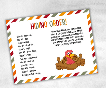 Fall Treasure Hunt Outdoor Game, Turkey hunt, Outdoor adventure, Give thanks Autumn activity, Friendsgiving game, Family Holiday Quiz-Thanksgiving -TheHustlingCatLady-Party Games