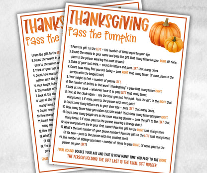 Pass the Pumpkin game, Left Right Game, Gift Exchange,Pass the present, pass the parcel, Office Party Icebreaker, Family Reunion Icebreaker-Thanksgiving -TheHustlingCatLady-Party Games