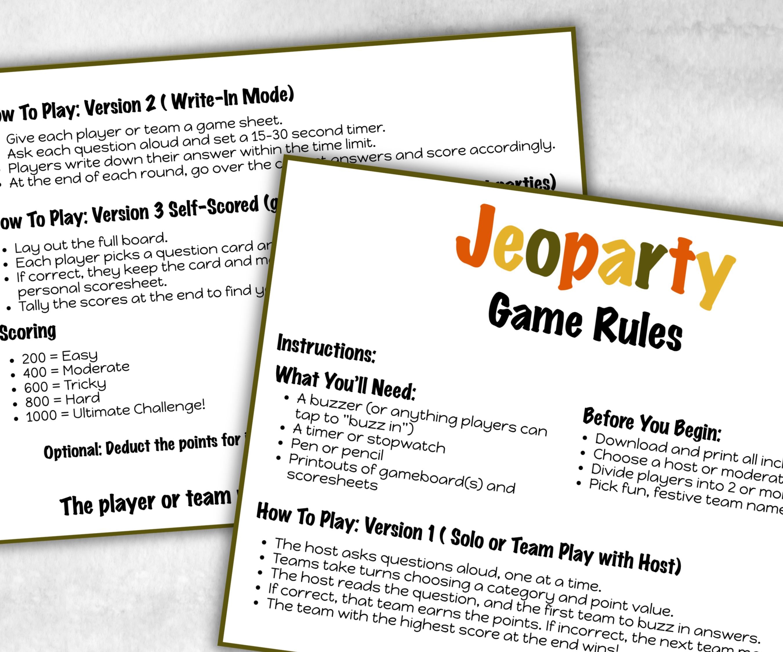 Thanksgiving Jeopardy Trivia Party, Printable Adult & Teen Activity, Thanksgiving Quiz, Group Game Show, Fall Party activity, Family Feud-Thanksgiving -TheHustlingCatLady-Party Games