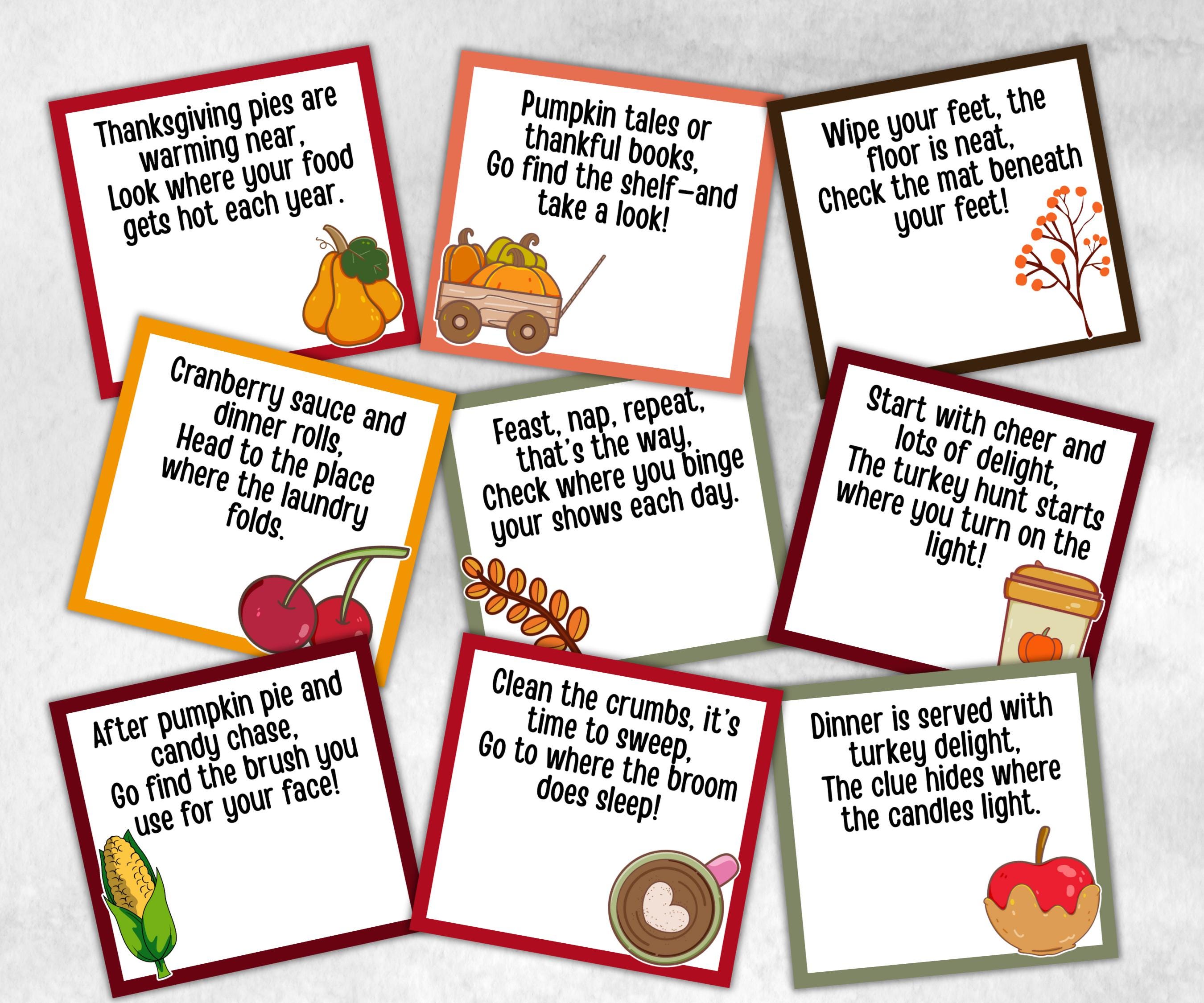 Thanksgiving Indoor Scavenger Hunt Game, Printable Riddle Quiz, Adventure for Kid, Fall Autumn activity, Friendsgiving game, Family Holiday-Thanksgiving -TheHustlingCatLady-Party Games