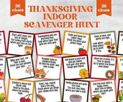 Thanksgiving Indoor Scavenger Hunt Game, Printable Riddle Quiz, Adventure for Kid, Fall Autumn activity, Friendsgiving game, Family Holiday-Thanksgiving -TheHustlingCatLady-Party Games