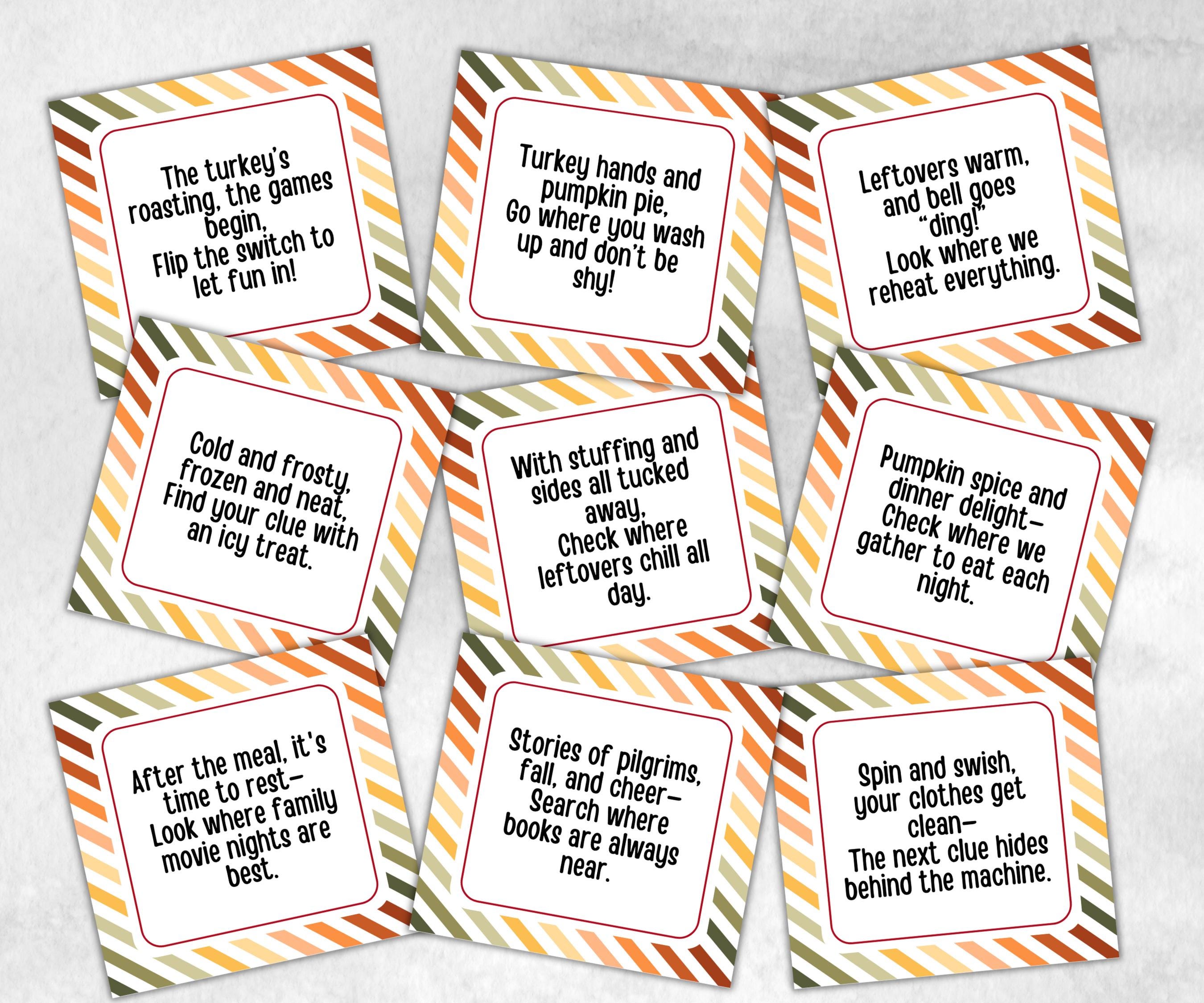 Friendsgiving Indoor Scavenger Hunt Game, Printable Riddle Quiz, Adventure for Kid, Fall Autumn activity, Friendsgiving game, Family Holiday-Thanksgiving -TheHustlingCatLady-Party Games
