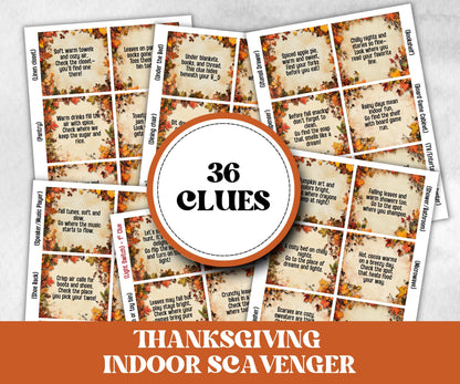 Fall Indoor Scavenger Hunt Game, Printable Riddle Quiz, Adventure for Kid, Fall Autumn activity, Friendsgiving Thanksgiving, Family Holiday-Thanksgiving -TheHustlingCatLady-Party Games