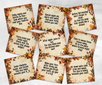 Fall Indoor Scavenger Hunt Game, Printable Riddle Quiz, Adventure for Kid, Fall Autumn activity, Friendsgiving Thanksgiving, Family Holiday-Thanksgiving -TheHustlingCatLady-Party Games