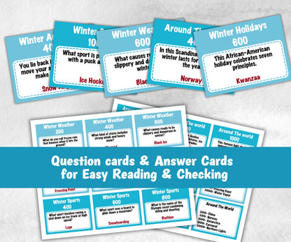 Winter Holiday Jeoparty Trivia Game, Fun Family Activity, Holiday Quiz, Holiday Party Challenge, Holiday, Festive Quiz, Group word Game-Christmas -TheHustlingCatLady-Party Games