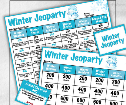 Winter Holiday Jeoparty Trivia Game, Fun Family Activity, Holiday Quiz, Holiday Party Challenge, Holiday, Festive Quiz, Group word Game-Christmas -TheHustlingCatLady-Party Games