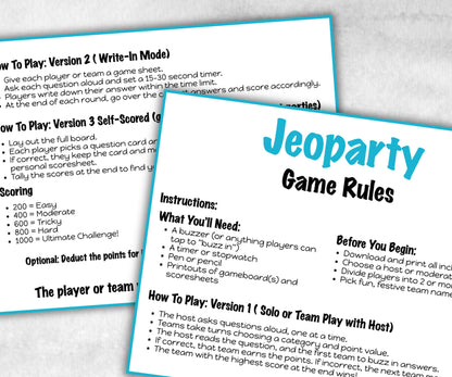 Holiday Winter Jeoparty Trivia Game, Fun Family Activity, Holiday Quiz, Holiday Party Challenge, Holiday, Festive Quiz, Group word Game-Christmas -TheHustlingCatLady-Party Games