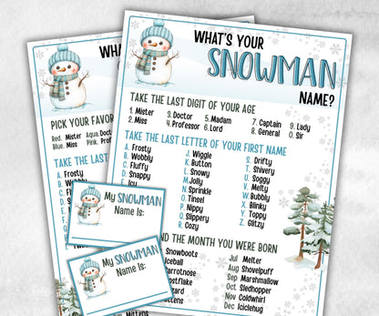 Whats Your Snowman Name Game, Office Party Game, Snowman Name Tags, Icebreaker Game, Whats Your Snowman Name game, Name the Snowman Game-Christmas -TheHustlingCatLady-Party Games