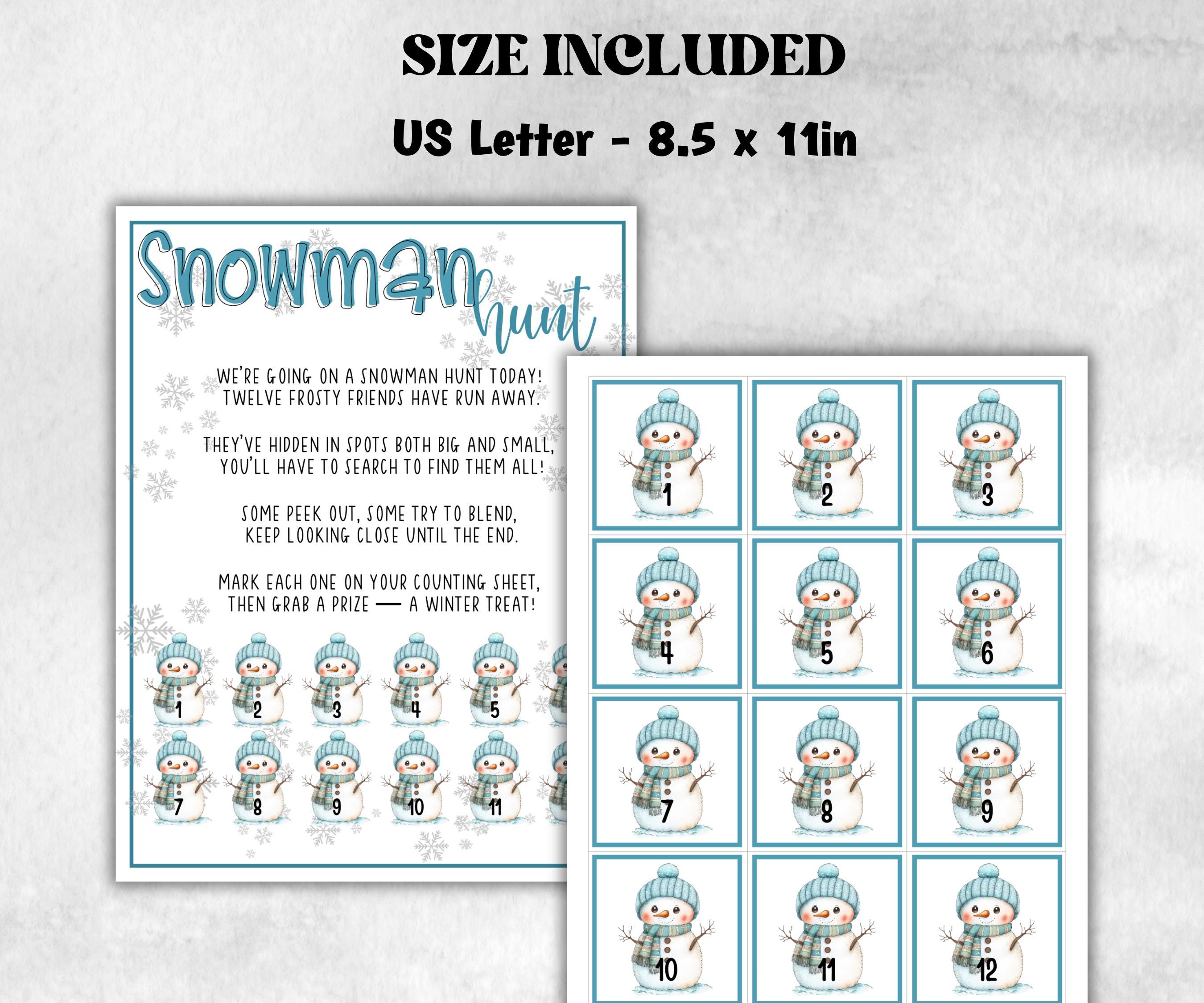 Snowman Scavenger Hunt, Kids Snowman theme party, Snowman Birthday Party game, Winter indoor Game, frosty Snowman, spot the snowman game-Christmas -TheHustlingCatLady-Party Games