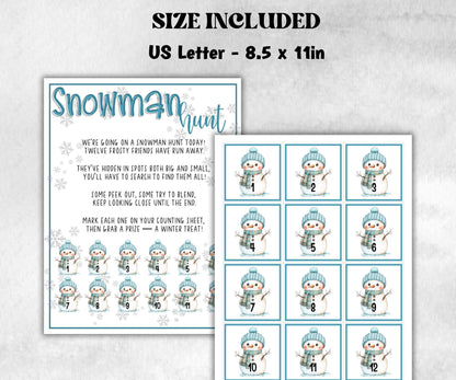 Snowman Scavenger Hunt, Kids Snowman theme party, Snowman Birthday Party game, Winter indoor Game, frosty Snowman, spot the snowman game-Christmas -TheHustlingCatLady-Party Games