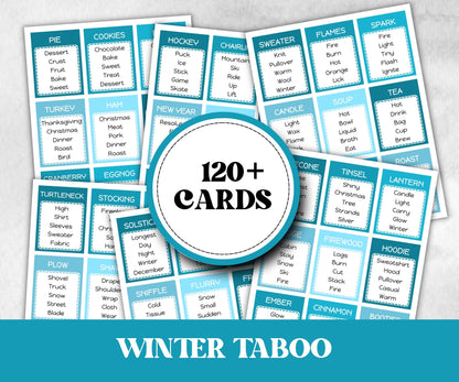 Winter Taboo, Don'T Say, Forbidden Words, Winter Printable, Christmas Classroom Game, Group Game, Winter Forbidden Words, Family gathering-Christmas -TheHustlingCatLady-Party Games