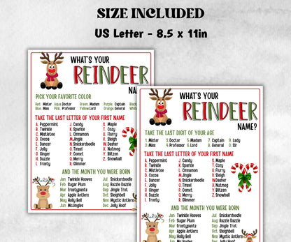 Reindeer name tag game, Reindeer name board sign, name generator, Christmas Kids activities, Holiday party games, What's Your Reindeer name-Christmas -TheHustlingCatLady-Stickers, Labels & Tags