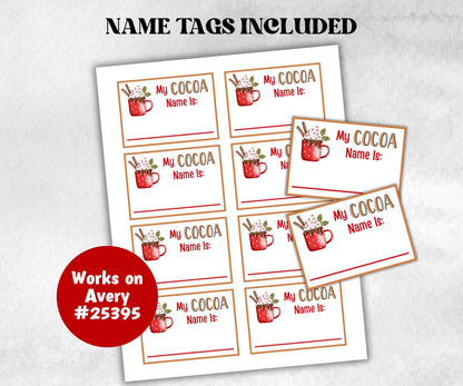 Hot Cocoa name tag game, Cocoa name board sign, name generator, Christmas Kids activities, Holiday party games, What's Your Hot Cocoa name-Christmas -TheHustlingCatLady-Stickers, Labels & Tags